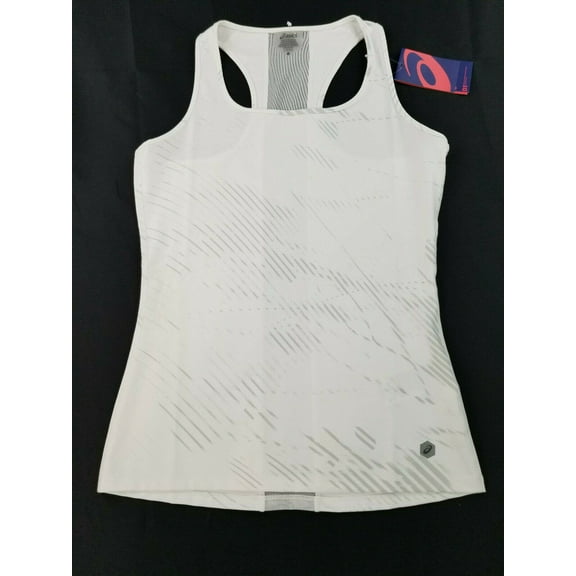new ASICS women sports shirt tee top fitted tank 154539 white L MSRP $45