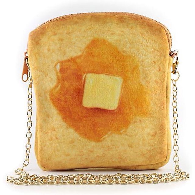 Bolso de hombro con tostadas de mantequilla, bonito bolso bandolera de felpa con forma de comida para mujer