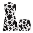 thumbnail image 4 of Yuyamidu Black White Cow Print Womens Golf Dress with Shorts Pockets Sleeveless Summer Outfits Golf Athletic Tank Dresses Moisture Wicking Womens Athletic Clothing Sets Size 2XL, 4 of 7