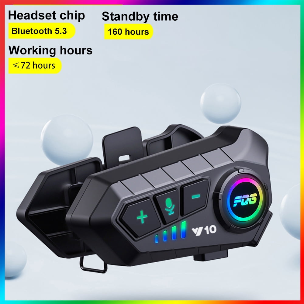 Y10 Wireless Bluetooth5.3 Motorcycle Helmet Headset Handsfree Call Kit Waterproof Music Player Speaker Earphone
