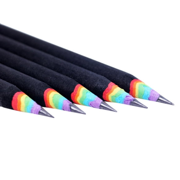 IMENGL Liquidation! Stylos Retarduji Ensemble Bois Noir et Blanc Crayons Arc-en-Ciel Papeterie Scolaire Bureau Taille Unique Noir