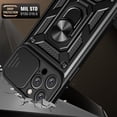 thumbnail image 5 of Heavy Duty Case for iPhone 15 Pro Max, Camera Lens Sliding Rugged PC Hybrid Shockproof Anti-Slip Cover with Magnetic Car Mount Ring Holder Kickstand Case for iPhone 15 Pro Max, Silver, 5 of 9