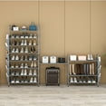thumbnail image 6 of Seamika 4 Tier Shoe Rack Organizer Metal Shoe Storage Holds up to 15 Pairs Free Standing Shoe Shelf with Side Bag for Entryway Closet,Grey, 6 of 9