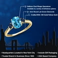 thumbnail image 2 of Gem Stone King 10K Yellow Gold Swiss Blue Topaz and Blue Sapphire 3-Stone Ring for Women | 1.80 Cttw | Oval 8X6MM | Gemstone November Birthstone | Size 8, 2 of 6