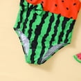 thumbnail image 6 of RUTAYY Girls Rash Guard Swimsuits Summer Ruffles 1 Piece Swimwear Watermelon Prints Beach Swimsuit Bikini Sun Protection, Green, 6-7 Years, 6 of 6