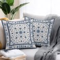 thumbnail image 2 of Throw Pillow Covers 20x20 Inch Set of 2, Farmhouse Boho Waterproof Outdoor Pillow Covers, Blue Country Vintage Chic Abstract Floral Decorative Cushion Pillowcases for Couch, Sofa, Bed, Garden, Patio, 2 of 9