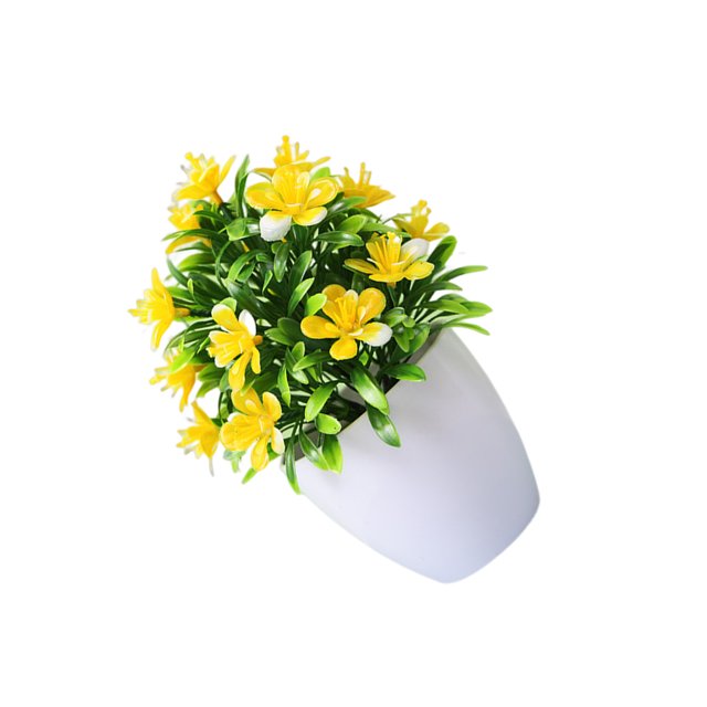 Bewildely Mini plantas artificiales, plantas, flores, bonsái, maceta falsa, apariencia vívida, jardín, hogar, mesa, oficina, accesorios de fotografía Flores artificiales Amarillo Bewildely HA084016-06