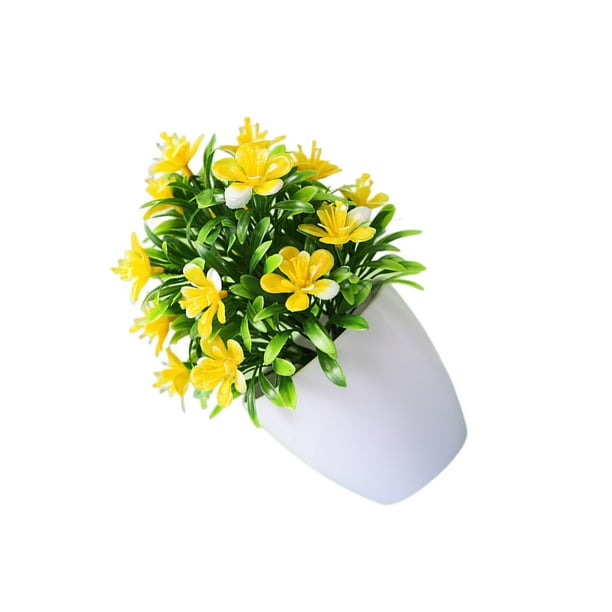 Bewildely Mini plantas artificiales, plantas, flores, bonsái, maceta falsa, apariencia vívida, jardín, hogar, mesa, oficina, accesorios de fotografía Flores artificiales Amarillo Bewildely HA084016-06