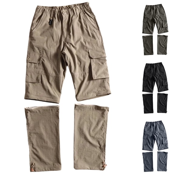 YABCSAZ Mens Convertible Cargo Pants Quick Dry Zip Off Legs 2 in 1 Hiking Pants Elastic Waist Multi Pocket Lightweight Outdoor Pants Camping Fishing Mountain Climbing Tactical Pants Trousers Travel