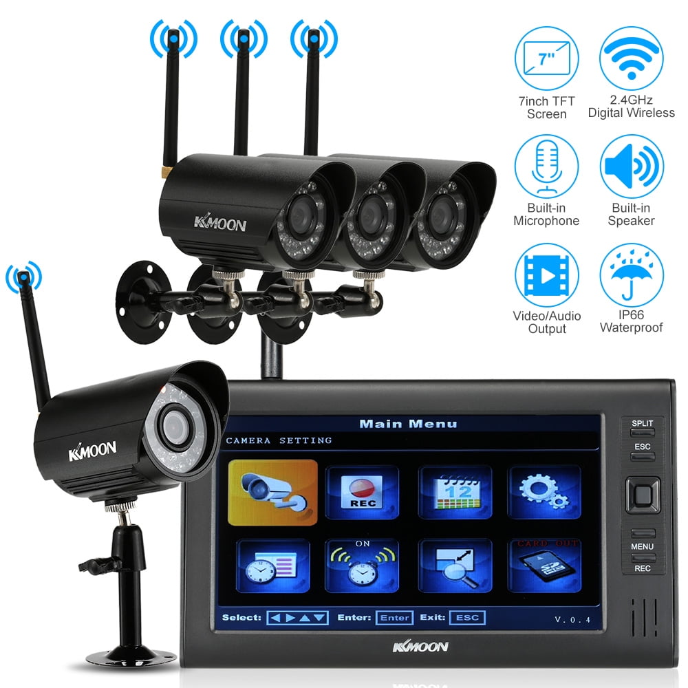 KKmoon Wireless 2.4GHz 4CH DVR Security System with 4pcs IR Night