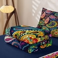 thumbnail image 5 of jejeloiu Colorful Paisley Zipper Twin Comforter Sets with Fitted Sheet and 2 Pillowcases For Men Women,Bohemian Pattern Zipper Bedding Set,Dark Multi,Navy Blue Reversible,4-Piece, 5 of 7