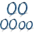 thumbnail image 3 of Knubmt 7 Pairs 316L Stainless Steel 14K Gold Plated Hoop Earrings for Women Men, Minimalist Lightweight Hoop Earrings, Blue, 3 of 6