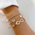thumbnail image 2 of Vintage Set Silver Color Crystal Rhinestone Heart Bracelets for Women Fashion Geometric Adjustable Infinity Cuff Bangle Jewelry, 2 of 5