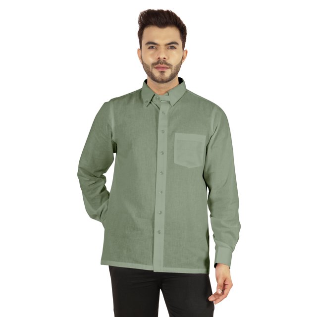 Bestman Solid Button Down Shirt For Men Long Sleeve With Patch Pocket Formal Business Wear