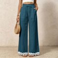 thumbnail image 2 of Women's Casual Wide Leg Sweatpants High Waist Baggy Pants with Pockets Drawstring and Lace Trim Patch Pockets for Everyday Wear, 2 of 5