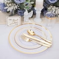 thumbnail image 5 of 150 Pcs Gold Plastic Plates, Plastic Dinnerware Set Includes: 25 Dinner plates 10.25", 25 Dessert plates 7.5", 25 gold Cups 9OZ and 25 gold Cutlery for Party, 5 of 8