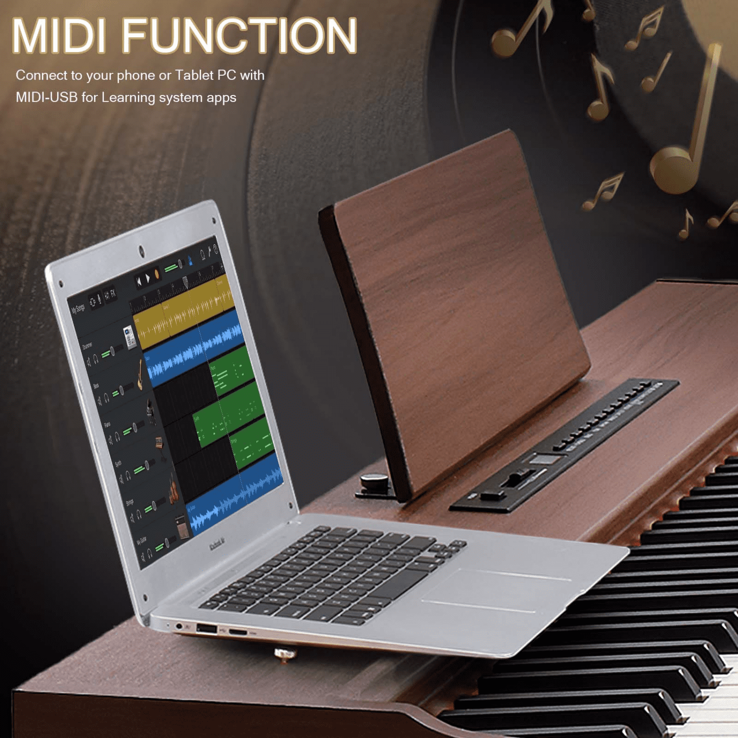 Hassch Digital Piano, 88 Key Full Weighted Electric Keyboard with Furniture Stand, Power Adapter, Triple Pedals and Headphone, Black & Walnut