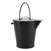 Minuteman International Powder Coated Steel Ash Pail w/ Handle, All Black