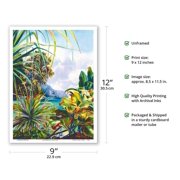 Haena Garden - Kauai Northshore Hawaii - From an Original Hawaii Watercolor Painting by Peggy Chun - Master Art Print (Unframed) 9in x 12in