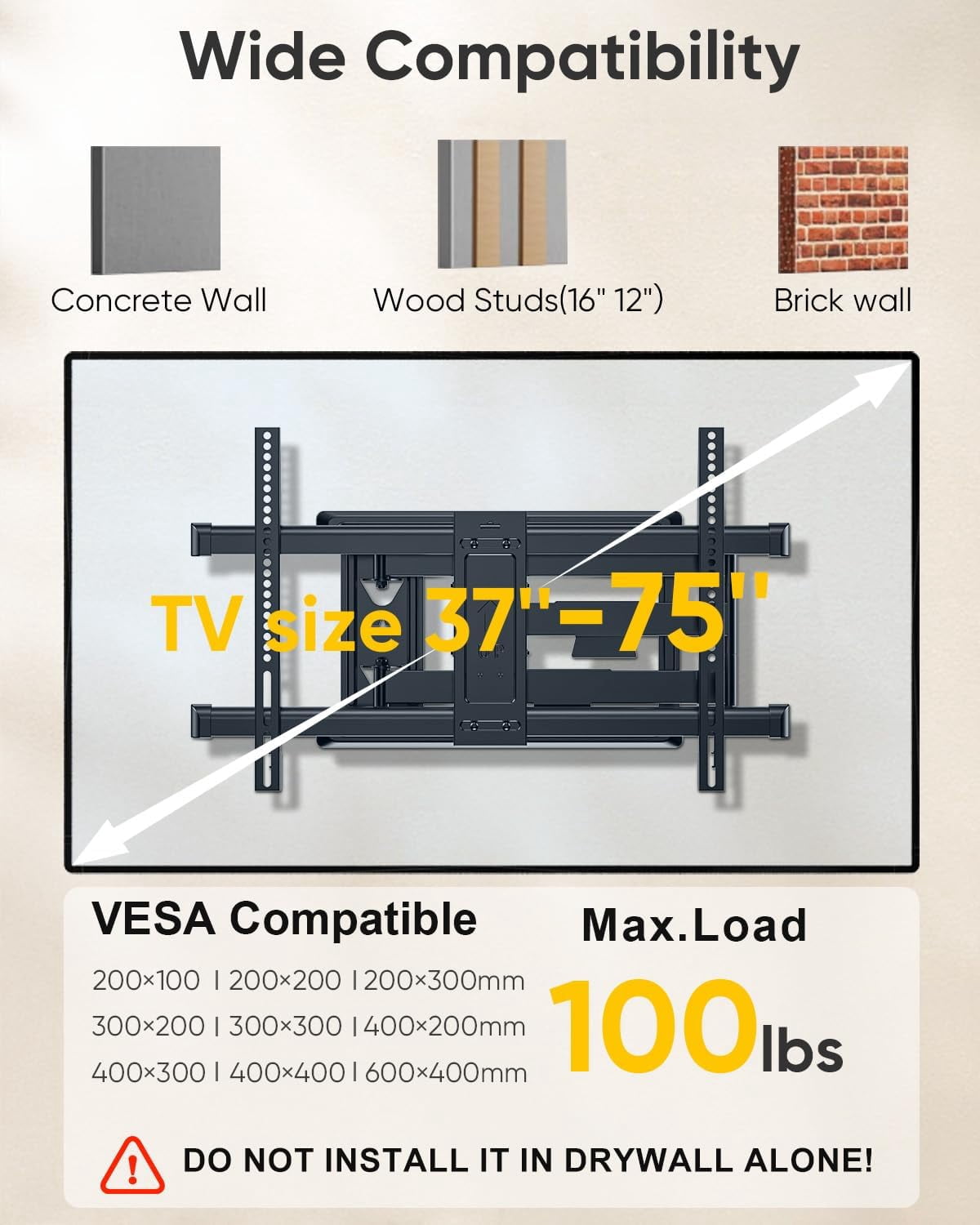 FORGING MOUNT LONG ARM TV MOUNT FOR MOST 37"-75" TVS 30" LONG EXTENSION ARM NEW