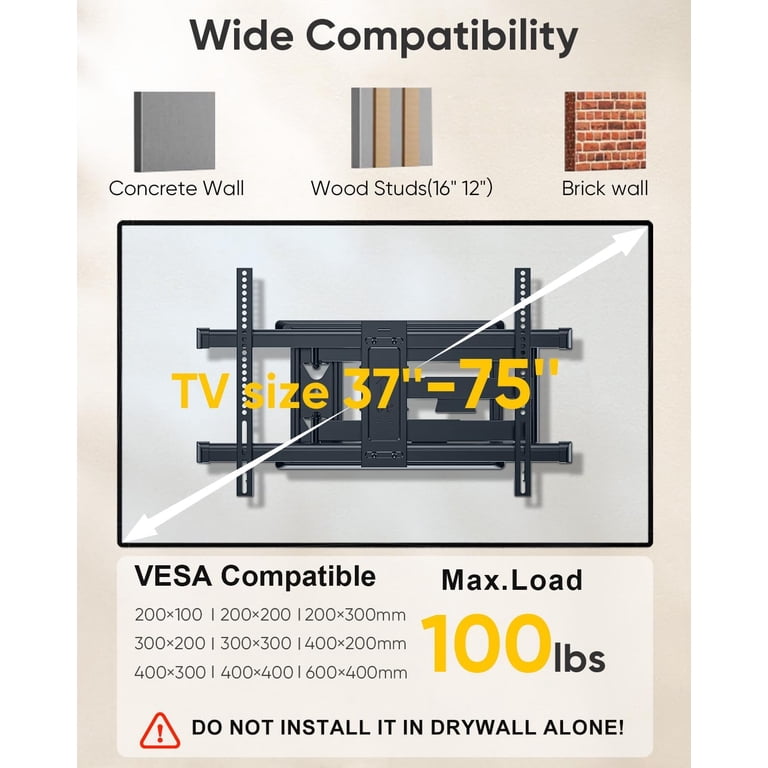 FORGING MOUNT Long Reach TV Muurbeugel Mount Swivel Tilt Full Motion Tv Beugel Met 109cm Scharnierende Arm Tv Wandsteun Past 42 Tot 86 Inch Plattegebogen Tvs Houdt Tot 55kg Vesa 800x400mm