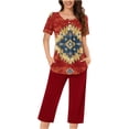 thumbnail image 2 of Aqestyerly Ensemble de Pyjama en Solde, Ensemble de Pyjama Décontracté pour Femmes avec Haut et Pantalon à Col Rond pour un Confort Décontracté (m), 2 of 5