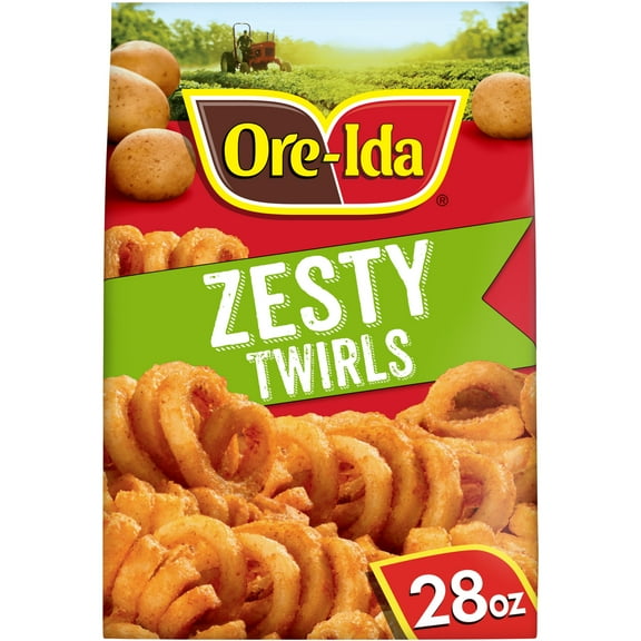Ore-Ida Zesty Curly Seasoned Fries, French Fried Frozen Potatoes, 28 oz Bag