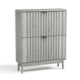 thumbnail image 6 of Shoe Cabinet with 2 Flip Drawers, Fluted Shoe Storage Cabinet for Entryway, Free Standing Shoe Storage Organizer with Wave Doors for Heels, Boots, Slippers in Hallway, Living Room, Grey 96888, 6 of 6