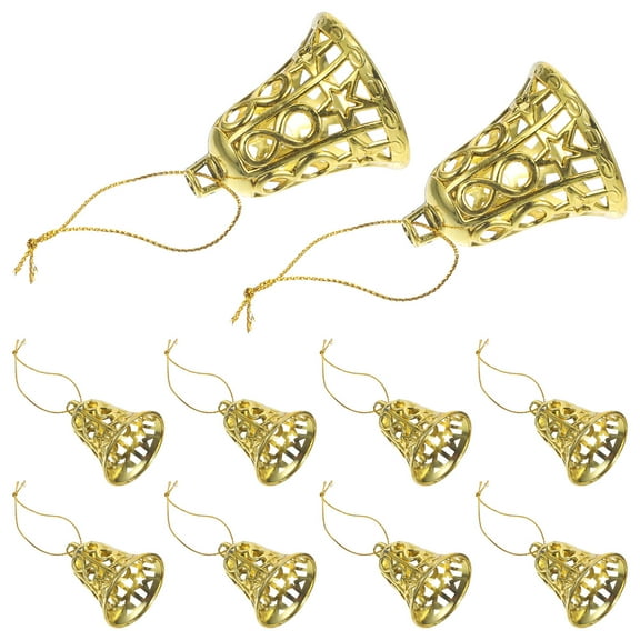 Milisten Christmas Golden Bell Hanging Decorations for Bikes and Parties 12Pcs