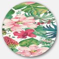 thumbnail image 1 of Designart 'fleurs Peintes à la Main Rouges et Roses' Art Mural Cercle en Métal Traditionnel - Disque de 36, 1 of 5