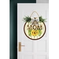 thumbnail image 2 of Eveokoki Spring Wreaths Sign for Front Door Farmhouse Spring Door Hanger Decor Rustic Wooden Blessed Mom Hanging Door Wall Sign for Spring Seasons Holiday 11In, 2 of 5