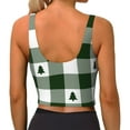 thumbnail image 3 of Fotbe Green White Lumberjack Plaid Pattern Womens' Sports Bra Longline Wirefree Padded with Medium Support Sports Moisture-Wicking Workou Vest,Tank Top-, 3 of 9