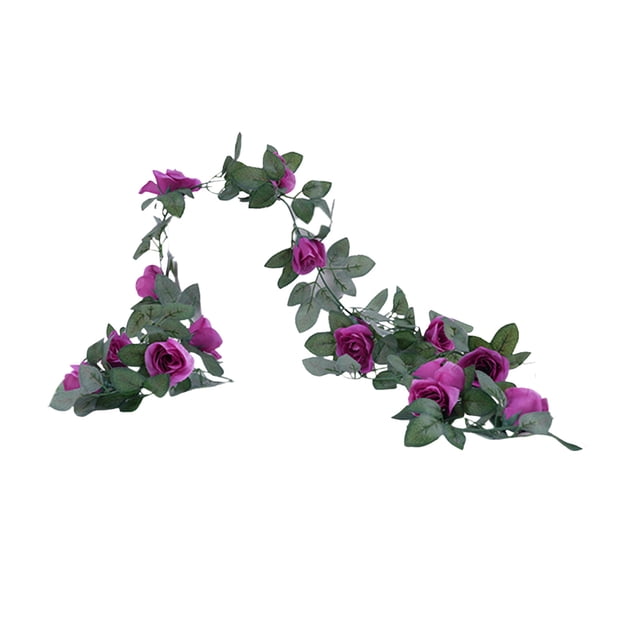 Cheapark 16 Heads Simulated Rose Rattan Wall Hanging with Artificial Greenery Gift for Home Door Valentines Day Wedding Party Deco r