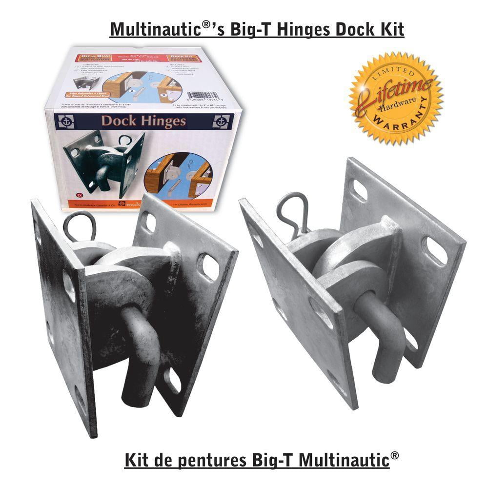 Multinautic Hinge Kit Pair for Heavy-Duty Wood Docks, 1/4-inch Galvanized Steel, Model 19133
