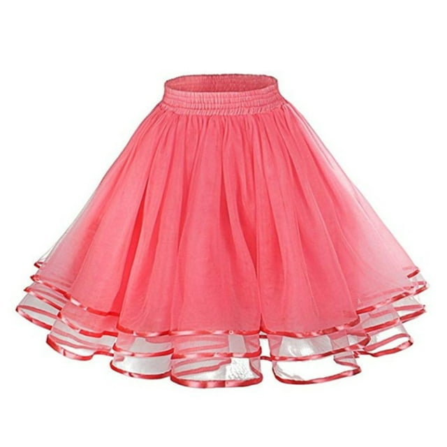 GDREDA Jupe Patineuse Évasée Polyvalente pour Femmes Confort Extensible Tenue Décontractée Rouge Melon D\'eau, Taille Unique