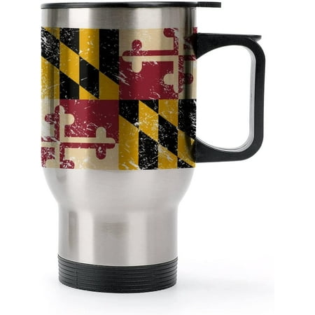 

Maryland State Flag Stainless Steel Travel Mug Vacuum Insulated Coffee Cup Double Walled Coffee Mug with Handle & Lid