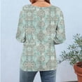 thumbnail image 6 of Qulqfy Casual Blouse for Women Boat Neck Graphic Slim Fit 3/4 Length Sleeve Boho Fall Work Tunic Pleat Womens Spring Tops L, 6 of 7