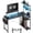MK22-42", variant on UPGO 42 Inch L Shaped Carbon Fiber Gaming Corner Desk with Power Strip, Adjustable Monitor Stand, Pegboard & Storage Shelves, Reversible Computer Desk for Bedroom Office Gaming