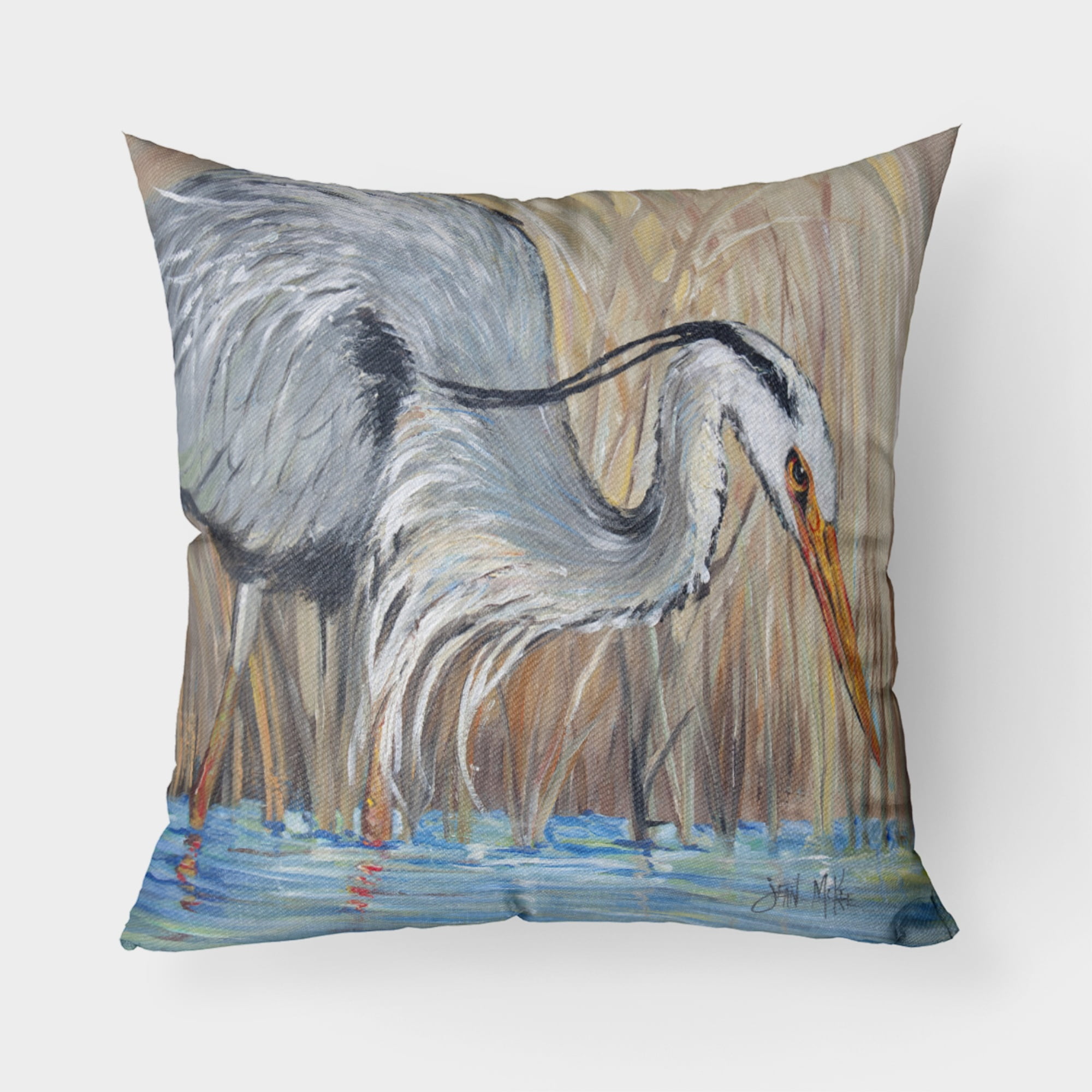 blue heron pillow
