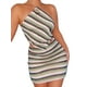 thumbnail image 3 of VISgogo Conjunto de Traje Femenino de 2 Piezas, Cuello Halter de Color en Contraste Sin Mangas con Cordones y Falda Corta para Verano, S/M/L VISgogo  moda, 3 of 7