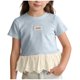 thumbnail image 2 of Blusas y camisas de manga corta con cuello redondo Camiseta de niña Camiseta de verano con cuello redondo y apliques de encaje con volantes Camiseta de manga corta Falda superior Camisa de capa base C, 2 of 6