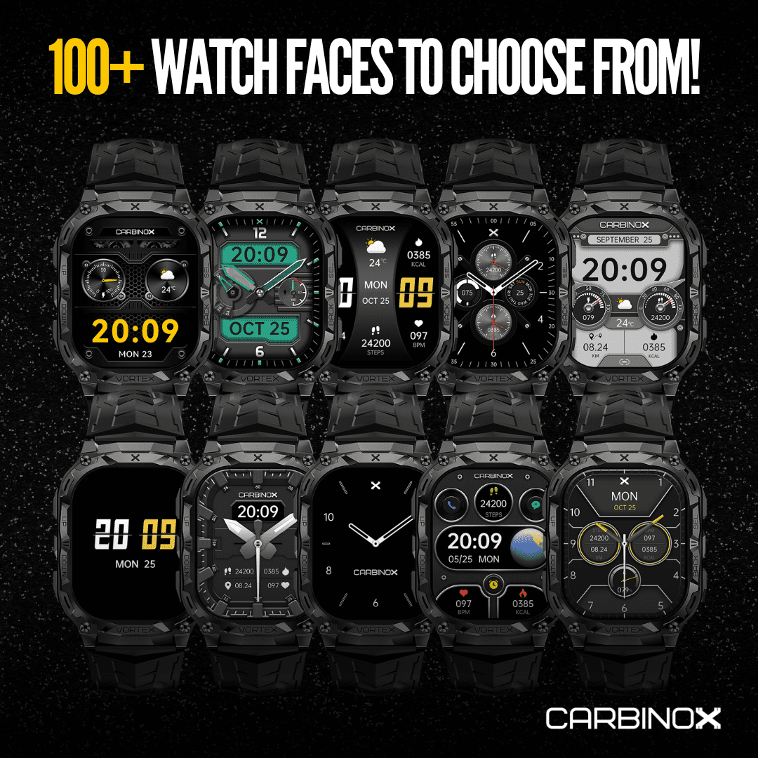 Carbinox vortex smart watch rugged fitness tracker waterproof, compatible with android and ios phone