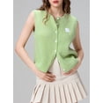 thumbnail image 4 of Komoo Women Vintage Knit Tank Top Sleeveless Crewneck Button Down Summer Sweater Vest Streetwear, 4 of 7