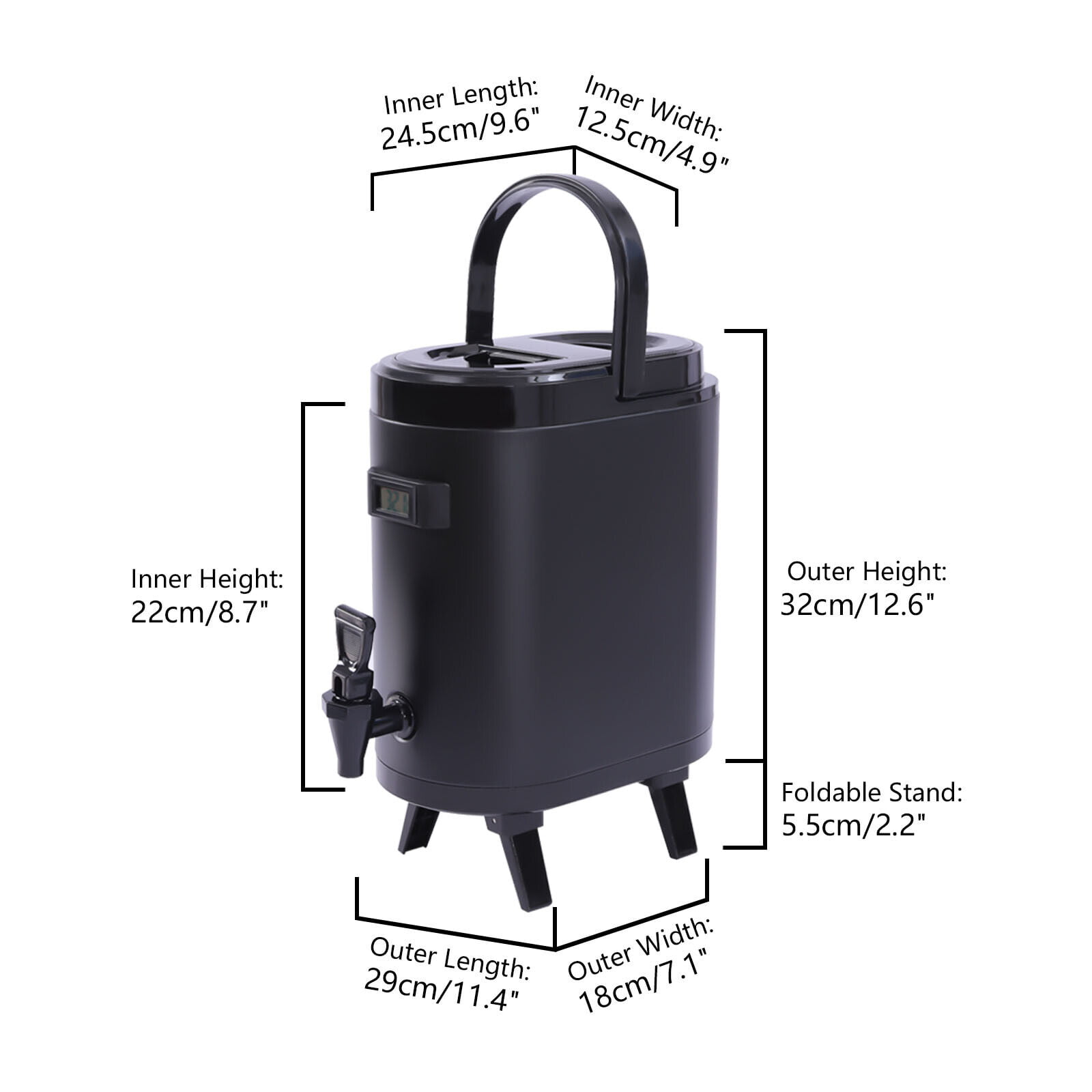 Prep & Savour 2.64 Gallon Insulated Beverage Dispenser Server Hot And Cold  With Faucet