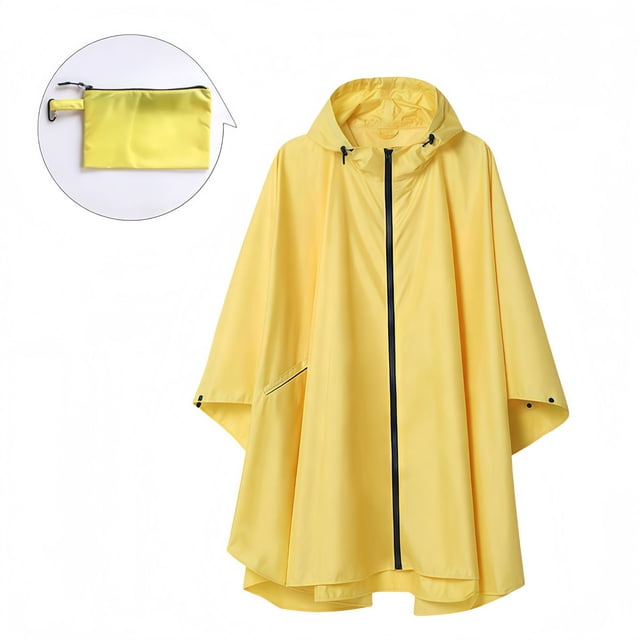 Typpkmm Chubasquero Con Capucha Para Acampar Al Aire Libre, Capa con Cremallera - Amarillo