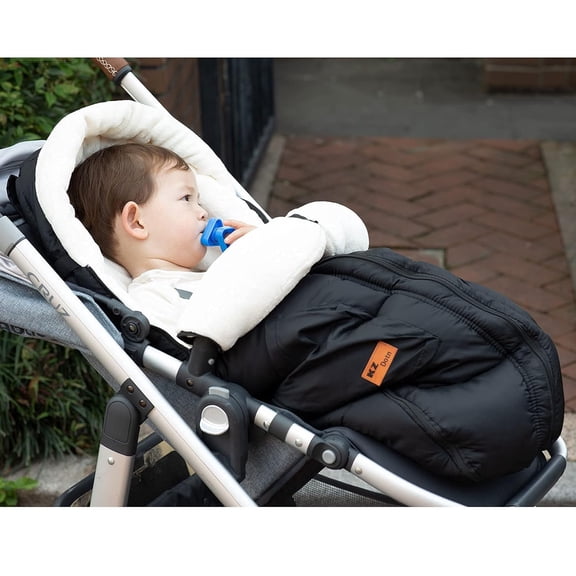 Stroller Footmuff, Stroller Cover for Winter, Front Panel Removeable Stroller Sleeping Bag, Adjustable Length Baby Stroller Blanket winter with Soft Hood, Fleece Lined Stroller Warmer Cover