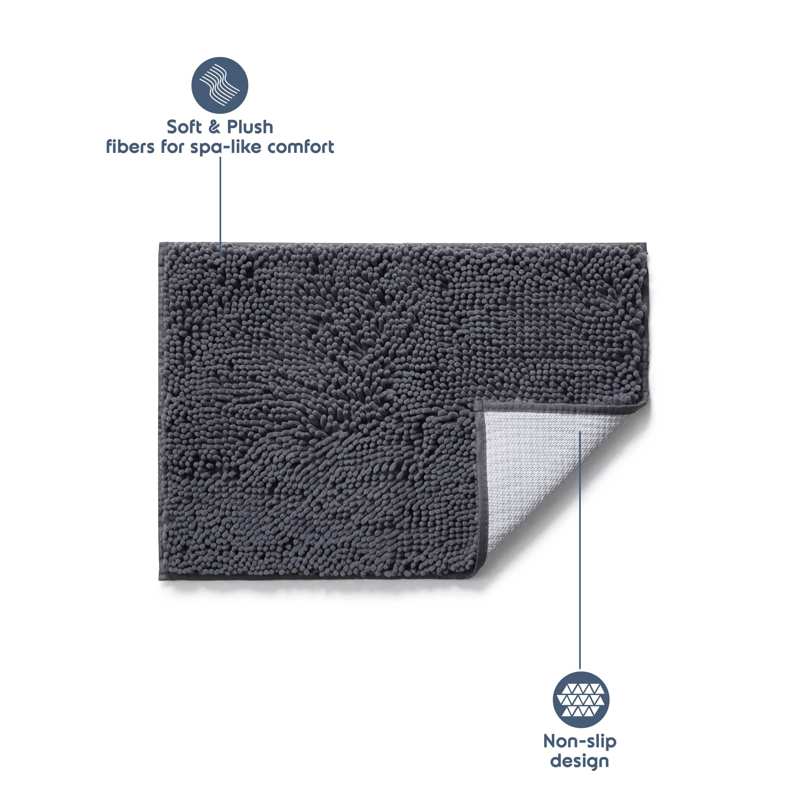 LammaLoe Bath Rug, Chenille Bathroom Rug, Absorbant Bath Mat for Bathroom Decor, Shower Mat 17x24