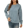 thumbnail image 2 of Daqian Womens Tops Clearance Women's Solid Corduroy Round Neck Pullover Long Sleeve Top Long Sleeve Round Neck Top/shirt Women Plus Size Clearance Items Blue 6(M), 2 of 6