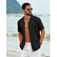 thumbnail image 3 of COOFANDY Men's Cotton Shirts Short Sleeve Button Down Shirts Casual Beach Summer Cuban Collar Shirt, 3 of 6