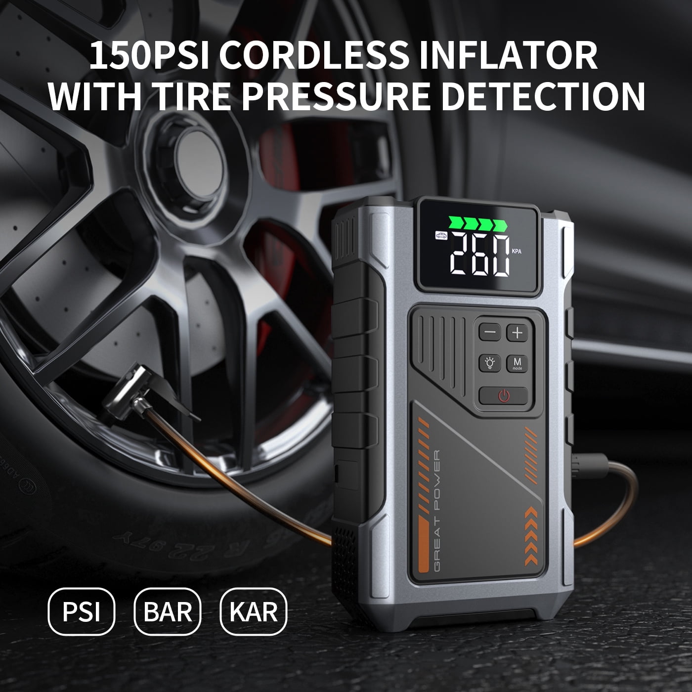 Geeneu Portable Jump Starter with Air Compressor, 4000A Peak with 150PSI Tire Inflator, Jump Box for 12V Car Battery Power Booster Pack(Up 8.0L Gas/6.5L Diesel Engine)